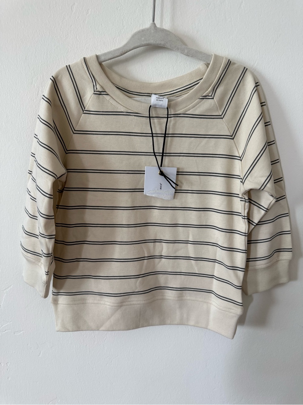 Colored Organics Cream Sweater with Black Stripes